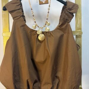 Blusa Marrón con Volumen