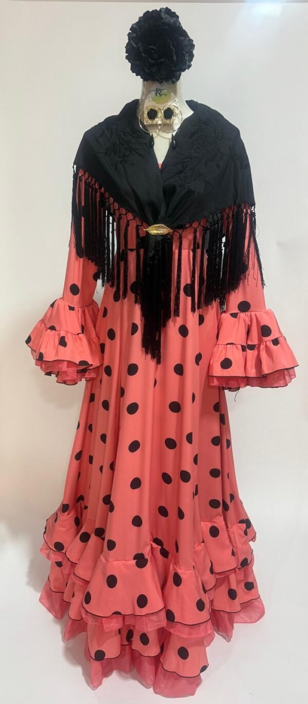 VESTIDO 04 Vestido bata Lunares Coral Lunar Negro