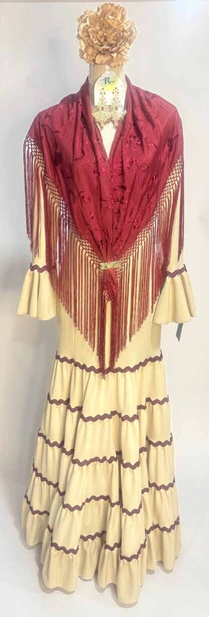 Vestido de Licra Camel y Burdeos