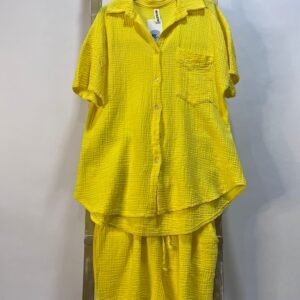 Conjunto camisero de algodón arrugado