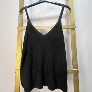 chaleco Top negro de tirantes con brillo