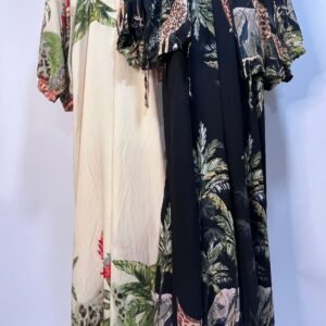 port Conjunto chaqueta + vestido pantalón safari tropical